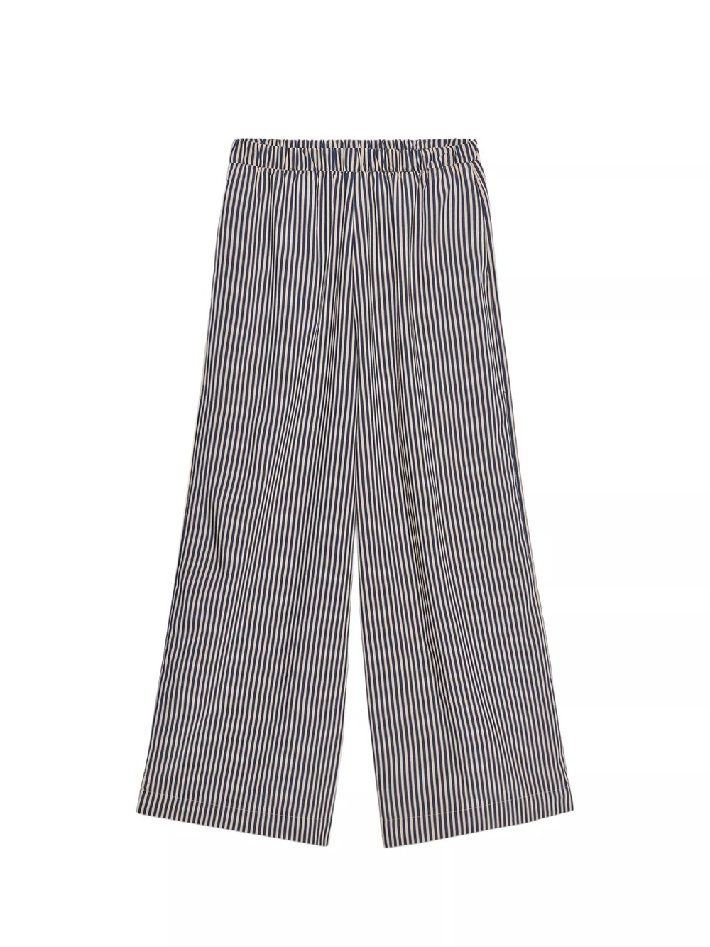 Zara Navy and Cream Striped Wide-Leg Pants